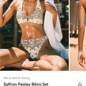 Cupshe Cream and Brown Paisley Bikini